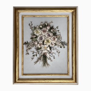 Vintage Handcrafted Porcelain Plaque with Floral Composition from Capodimonte, 1970s-1980s