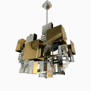 Italian Brass and Glass Chandelier by Sciolari for Stilkronen, 1970s
