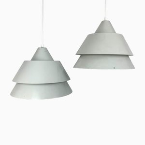 Lampade a sospensione Zone di Jo Hammerborg per Fog & Menuup, Danimarca, anni '60, set di 2