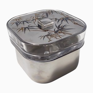 Postmoderner Eiskübel aus Glas & Stahl von Roberto Sambonet, Italien, 1970er