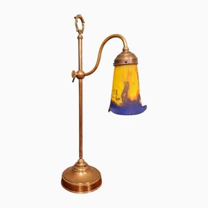Art Deco Schreibtischlampe aus Messing & Glas von The Muller Brothers, 1920er von Muller Frères