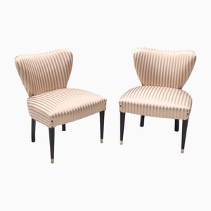 Chaises d'Appoint en Satin Rose et Tan attribuées à Carlo Enrico Rava, 1950s, Set de 2