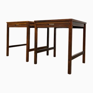 Tables de Chevet Mid-Century avec Plateaux Coulissants, Danemark, Set de 2