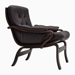 Skandinavischer Sessel aus Braunem Leder, 1970er