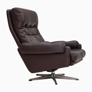 Silla giratoria danesa vintage de cuero, años 70