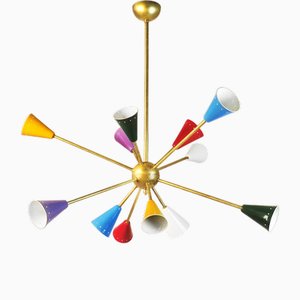 Italienischer Sputnik Kronleuchter aus Messing, 1950er