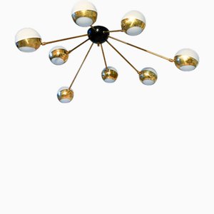 Mid-Century Kronleuchter aus Muranoglas & Messing, 1960er