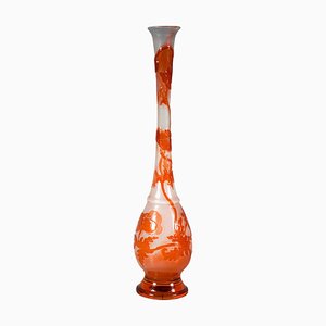 Art Nouveau Single Flower Vase with Poppy Decor by Émile Gallé, France, 1890
