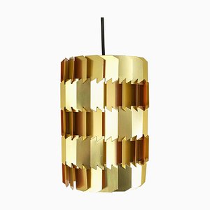 Facettierte Hängelampe in Gold & Orange von Louis Weisdorf für Lyfa, 1960er