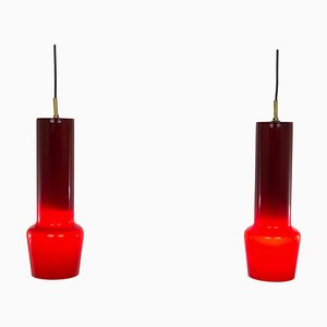 Red Glass Pendants by Massimo Vignelli for Venini, 1950s, Set of 2