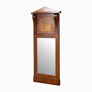 Miroir Mural Biedermeier avec Cadre en Acajou