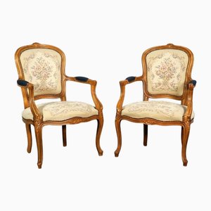Rokoko Sessel Set aus gepolsterter Buche