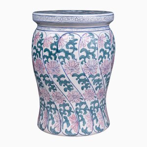 Ceramic Stool with Floral Decor
