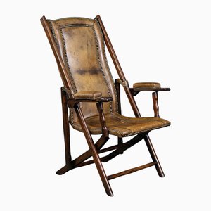 Antique Lounge Chair in Leather and Walnut