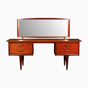 Tocador Mid-Century de teca con espejo