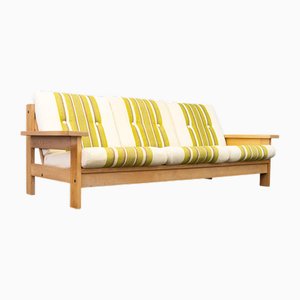 Mid-Century Sofa aus Eiche mit Streifen