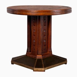 Vintage Art Nouveau Pub Table in Oak