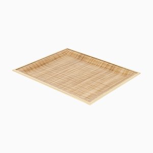 Serving Tray in Wicker and Brass from Christian Dior, 1970s