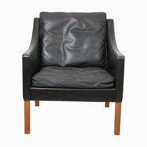 Fauteuil 2207 en Cuir Noir par Børge Mogensen, 1980s