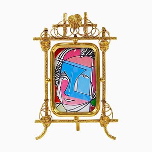 Art Nouveau Floral Gilt Brass Picture Frame, 1890s