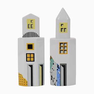 Vintage Skyscraper Salt and Pepper Shakers by Heide Warlamis, 1990, Set of 2