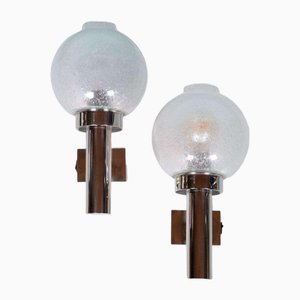 Vintage Space Age Wandlampen aus Glas, 2er Set