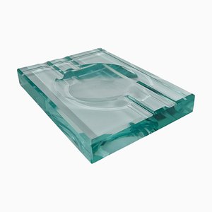 Italienischer Vintage Aschenbecher aus nilgrünem Glas von Fontana Arte, 1970er, 2er Set