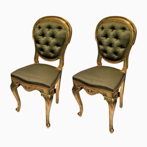 Französische Vintage Stühle aus geschnitztem und vergoldetem Holz, 1930er, 2er Set