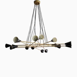Italienischer Mid-Century Sputnik Kronleuchter aus Messing, 1950er