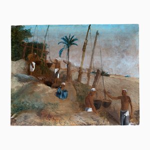 Spilioti, Hommes puisant de l'eau dans des oasis, Öl auf Leinwand