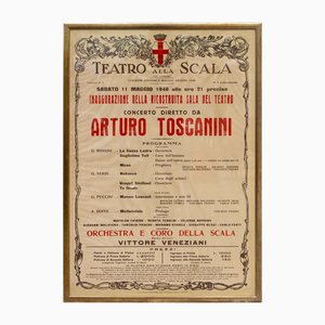 Póster conmemorativo enmarcado para el concierto del Teatro Alla Scala de Arturo Toscanini, 1986