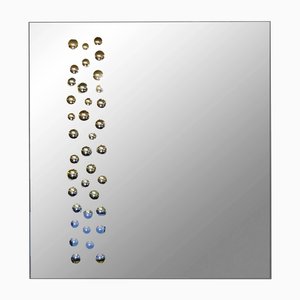 Miroir Mural Rectangulaire en Cristal d'Art avec Points Optiques, 1970s