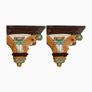 Plaster Wall Consoles, 1890, Set of 2