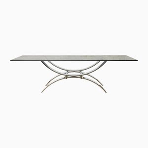Table Basse Allongée en Verre avec Base en Chrome