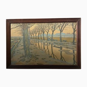 Henri Rivière, L'Ile aux Cygnes encadrement d'origine, Lithograph