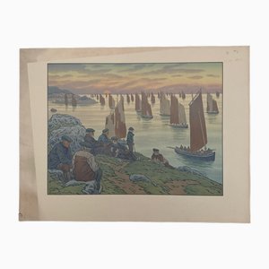 Henri Rivière, Au Vent de Noroît: Les Vieux, Litografía