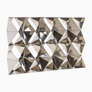 Modular Bookcase in Polished Steel by Manfredo Massironi for Arrmet, Late 1970s, Set of 20