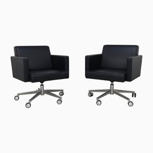 Set of Lounge Chairs on Wheels in Leather from Poltrona Frau, 1990s