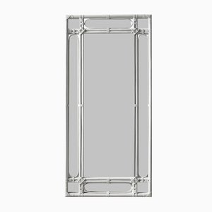 Large Ivory Lacquered Bamboo Mirror