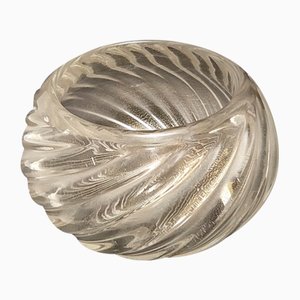 Ciotola vintage in vetro di Murano a coste intrecciate attribuita ad Archimede Seguso, Italia, anni '50
