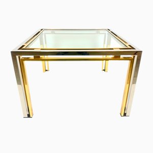 Italian Coffee Table in Chrome & Glass & Brass, 1970s