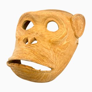 African Folk Art Carved Monkey Wooden Mask