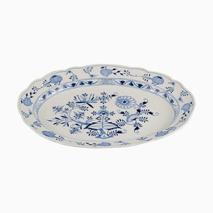 Large German Blue Onion Pattern Serving Platter from Meissen, 1890s