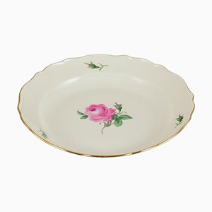 Large Vintage Round Pink Rose Serving Platter from Meissen, 1920s