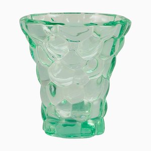 Art Deco Vase in Green Art Glass by Pierre Gire, 1940s