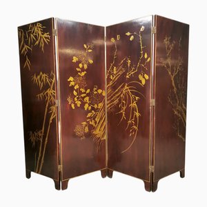 Vintage Asian Room Divider with Exotic Birds, 1960s