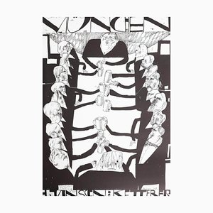 Horst Janssen, Surrealist Black and White Composition, 1960s, Print