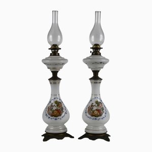 Opalglas Lampen, 19. Jh., 2er Set
