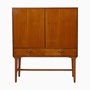 Scandinavian Modern Cabinet with Veneer and Brass Hardware