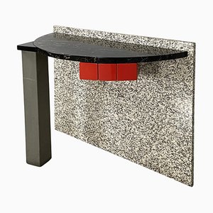 Italian Modern Black Marble Granite Console by Cibic, 1980s